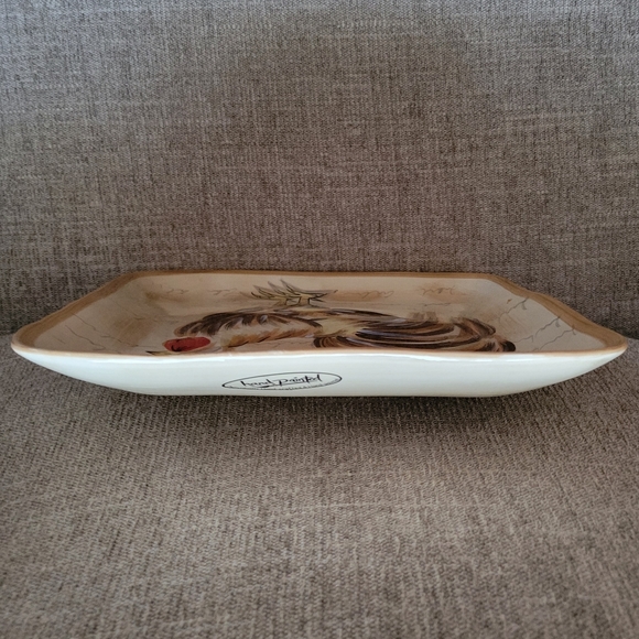 Tabletops Gallery “Rooster” Square Dinner Plate 11” Hand Painted - Picture 5 of 6